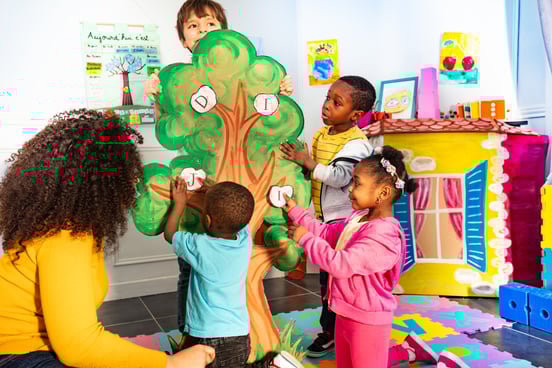 young children engaging in play-based learning